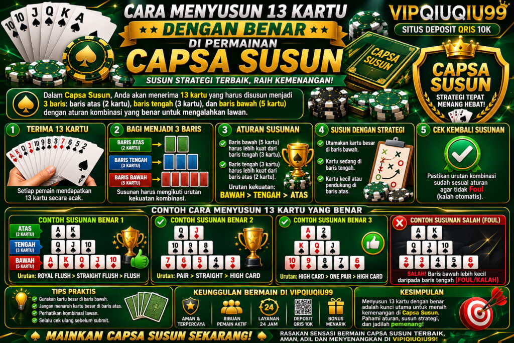 Cara Menyusun 13 Kartu dengan Benar di Capsa Susun